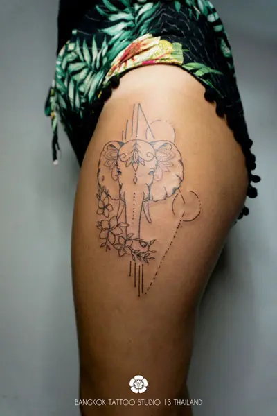 black-ink-tattoo-elephant-woman