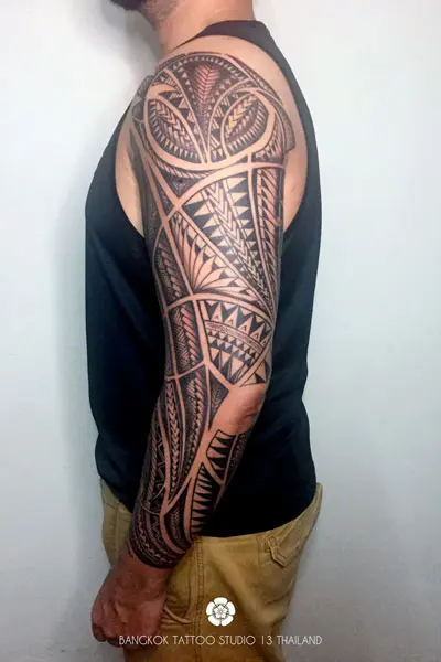 tribal-polynesian-tattoo-full-arm