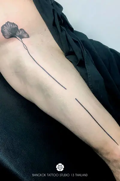 black-ink-tattoo-water-lily-leaf