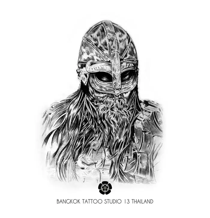 blackwork-sketch-viking-warrior-tattoo-design
