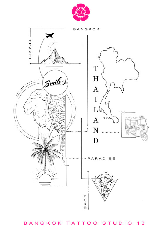 thailand-travel-souvenir-tattoo-design-concept