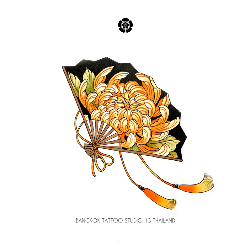 japanese-eventail-flower-tattoo-design