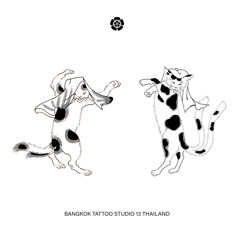 japanese-cat-yokai-tattoo-design