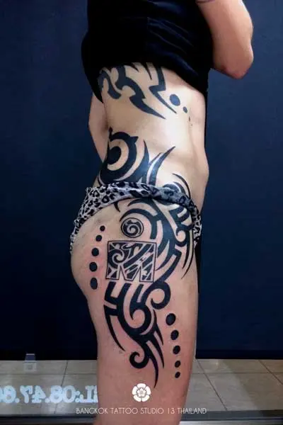 tribal-tattoo-woman-leg