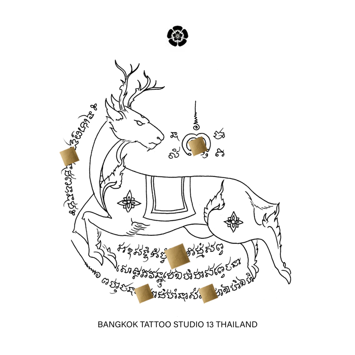 sak-yant-deer-looking-back-tattoo-design