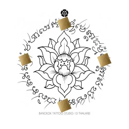 sak-yant-lostus-flower-dok-bua-tattoo-design